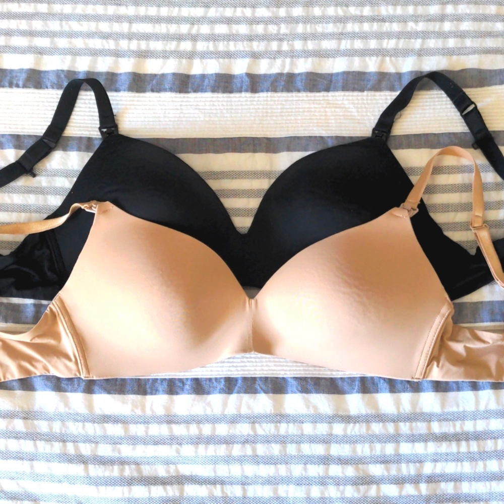 Auden Nursing Bras Wireless 34 D Tan and Black